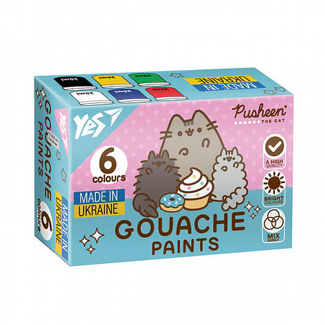 Гуаш YES Pusheen 6кол. 20 мл. 230400, фото 1