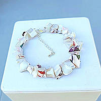 Браслет Перламутр Білий на Дроті з пам'яттю Замок з Подовжувачем