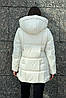 Світлий молочний жіночий короткий пуховик на штучному пуху з термопідкладкою, фото 2