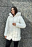 Світлий молочний жіночий короткий пуховик на штучному пуху з термопідкладкою, фото 3
