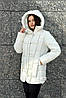 Світлий молочний жіночий короткий пуховик на штучному пуху з термопідкладкою, фото 5