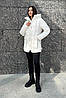 Світлий молочний жіночий короткий пуховик на штучному пуху з термопідкладкою, фото 4