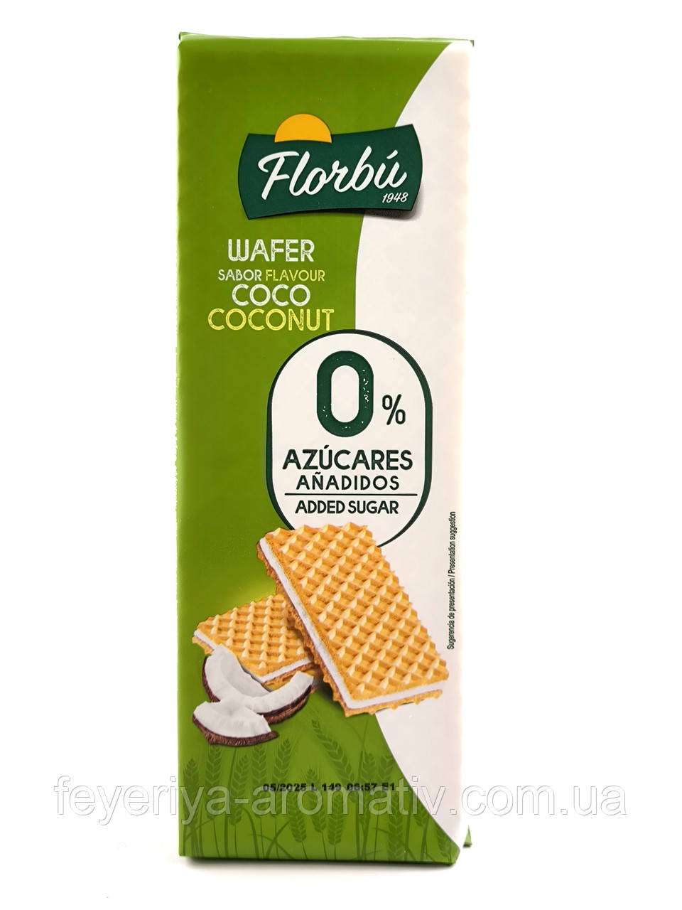 Вафлі з кокосом без цукру Florbu 0% 150г Іспанія