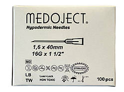 Голка ін'єкційна MEDOJECT 1,6x40mm 16G x 1/2