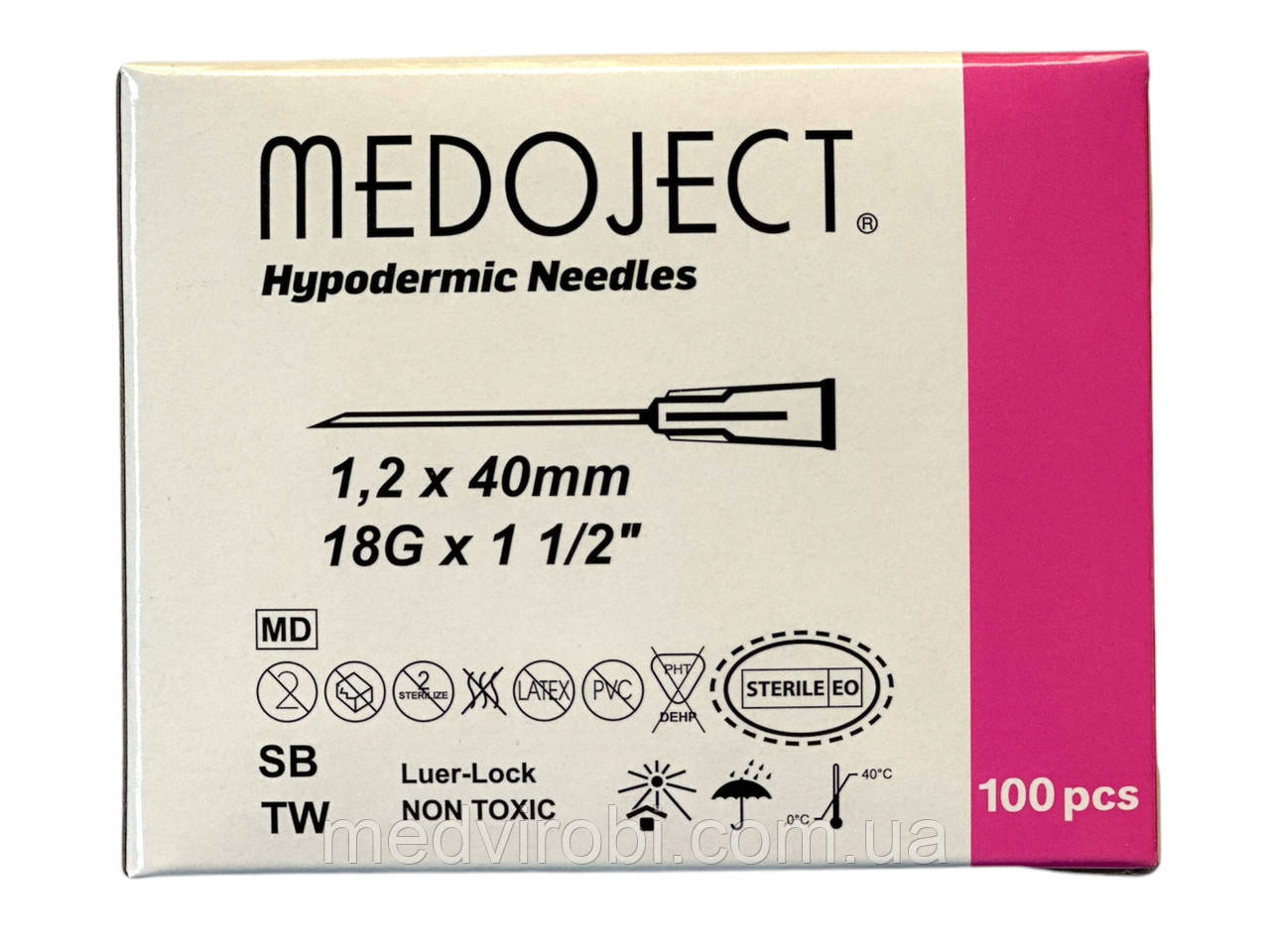 Голка ін'єкційна MEDOJECT 1,2x40mm 18G x 1/2