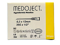 Голка ін'єкційна MEDOJECT 0.3x12mm 30G x 1/2