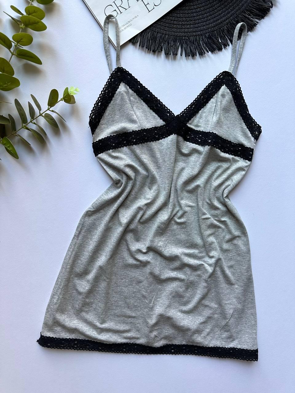 Сірий бавовняний пеньюар із мереживом, жіночі пеньюари нічні сорочки.