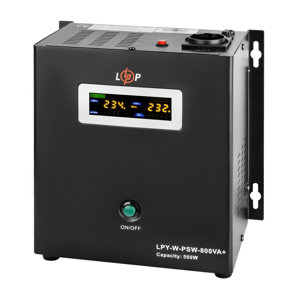 Джерело безперебійного живлення LogicPower 12V LPY-W-PSW-800VA+(560Вт)5A/15A з правильною синусоїдою