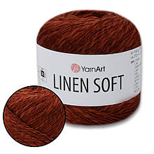 YarnArt Linen soft, Молочний шоколад No7309, пряжа льон, віскоза, бавовна