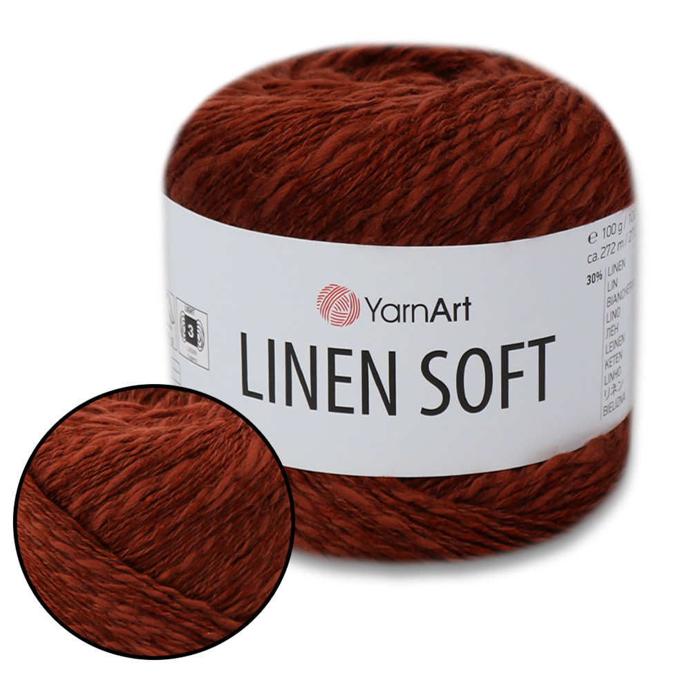 YarnArt Linen soft, Молочний шоколад No7309, пряжа льон, віскоза, бавовна, фото 1