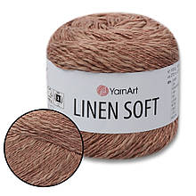 YarnArt Linen soft, какао No7308, пряжа льон, віскоза, бавовна