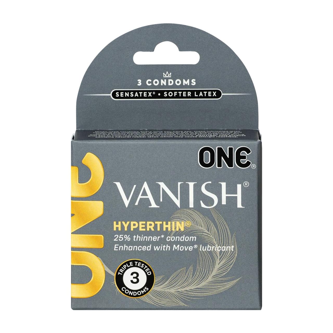 Презервативи ONE Vanish Hyperthin 3 шт., картонна коробка