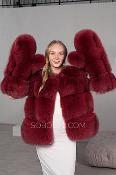 Рукавиці хутро blue fox у комплекті з жилетом