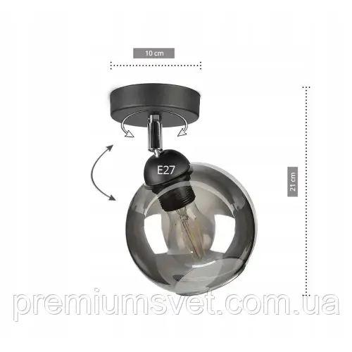 Світильник стельовий 4911-1S BK+SM, фото 1