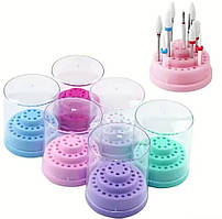 Пластикова кругла підставка для фрезерних насадок (9х8 см.) з кришечкою, на 48 комірок - М