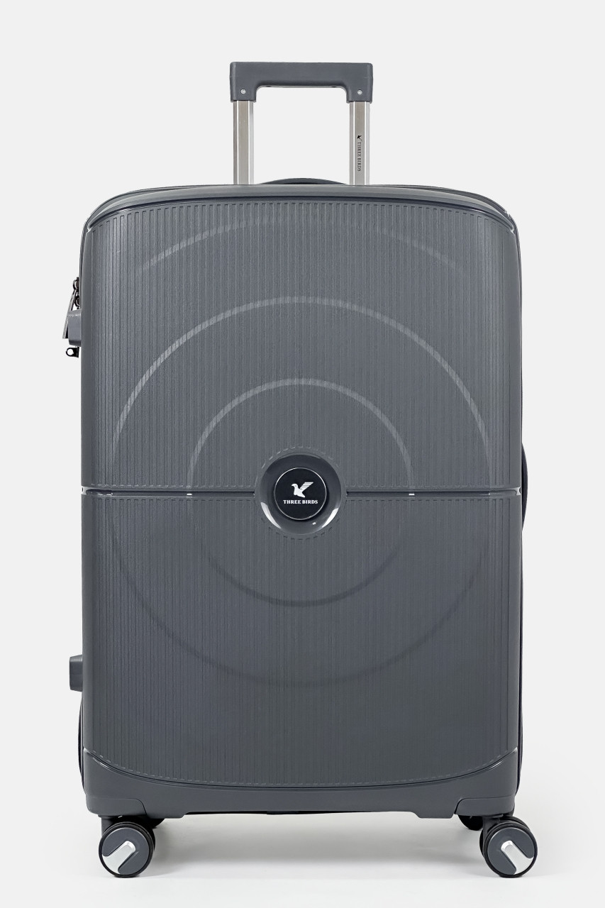 Середня пластикова валіза Three Birds 2022-23-13M сіра, фото 1