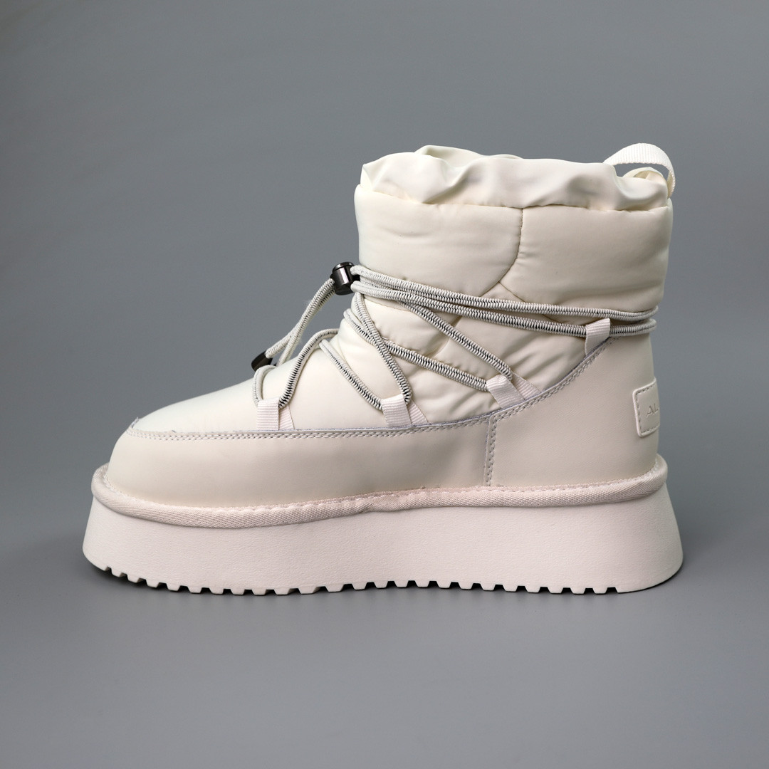 Зимові жіночі уггі з натуральної шкіри з текстилем, що утеплюють хутром