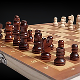 Шахи шашки нарди дерев'яні набір 3 в 1 дошка з дерева маленькі 3 в 1 24 на 24 Hechpro (7721), фото 9