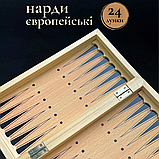 Шахи шашки нарди дерев'яні набір 3 в 1 дошка з дерева маленькі 3 в 1 24 на 24 Hechpro (7721), фото 5