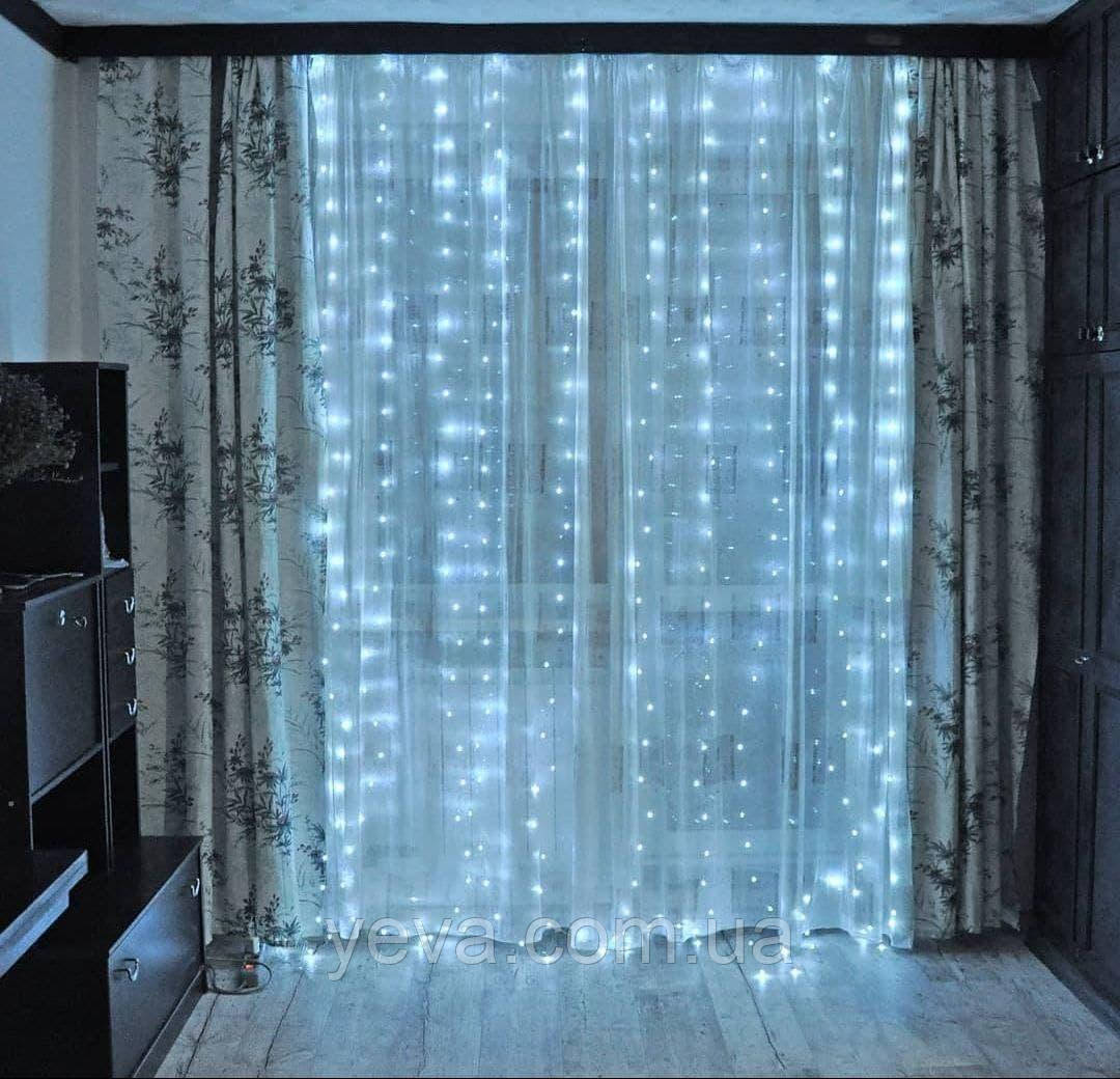 Гірлянди штори занавіси, Гірлянда крапля роси штора 300 led, Гірлянда новорічна штора водоспад, Usb гірлянда