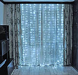 Гірлянда роса usb, Гірлянда штора 3 на 3, Гірлянда водоспад штора, Новорічні гірлянди для прикраси будинку, фото 5