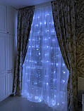 Гірлянда занавіса 3х3, Штора гірлянда на вікно водоспад 320 LED, Новорічні гірлянди на вікна, Гірлянди крапля, фото 5