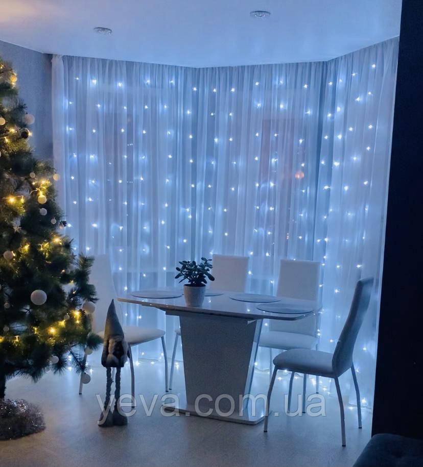 Гірлянда 3х3 з пультом на USB 320 LED, Світлодіодна гірлянда штора usb, Гірлянда крапля роси на вікна