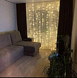 Новорічна гірлянда штора 3х3, Гірлянда-водоспад, Led гірлянда usb, Гірлянда світлодіодна 320 LED з пультом, фото 2