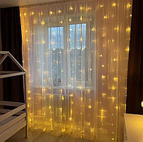 Новорічна гірлянда штора 3х3, Гірлянда-водоспад, Led гірлянда usb, Гірлянда світлодіодна 320 LED з пультом
