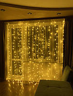Гірлянда крапля роси штора, Гірлянди занавіса 320 LED, Гірлянда штора водоспад 3х3 метри, Гірлянда нитка usb