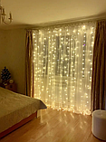 Новорічна гірлянда штора 3х3, Гірлянда-водоспад, Led гірлянда usb, Гірлянда світлодіодна 320 LED з пультом, фото 10