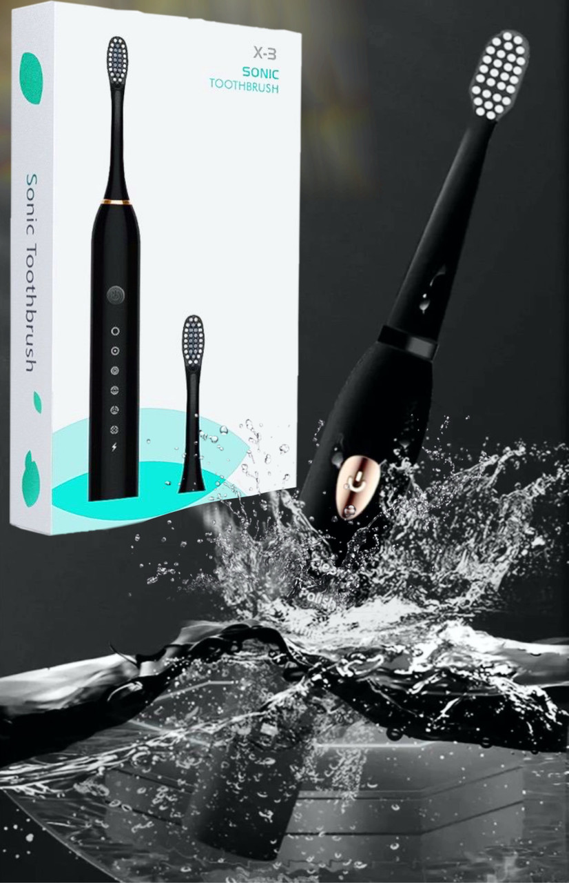 ОПТ Електрична зубна щітка SONIC TOOTHBRUSH X-3 на акумуляторі зі змінними насадками від USB