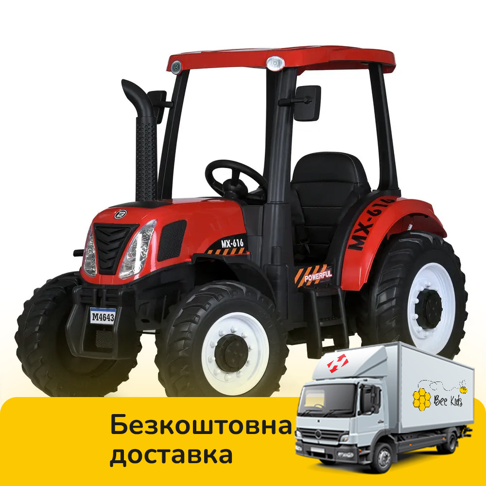 Трактор електромобіль дитячий (2 мотори 200W, акумулятор 24V10AH, пульт 2,4G, EVA) Bambi M 4643EBLR-3(24V) Червоний, фото 1