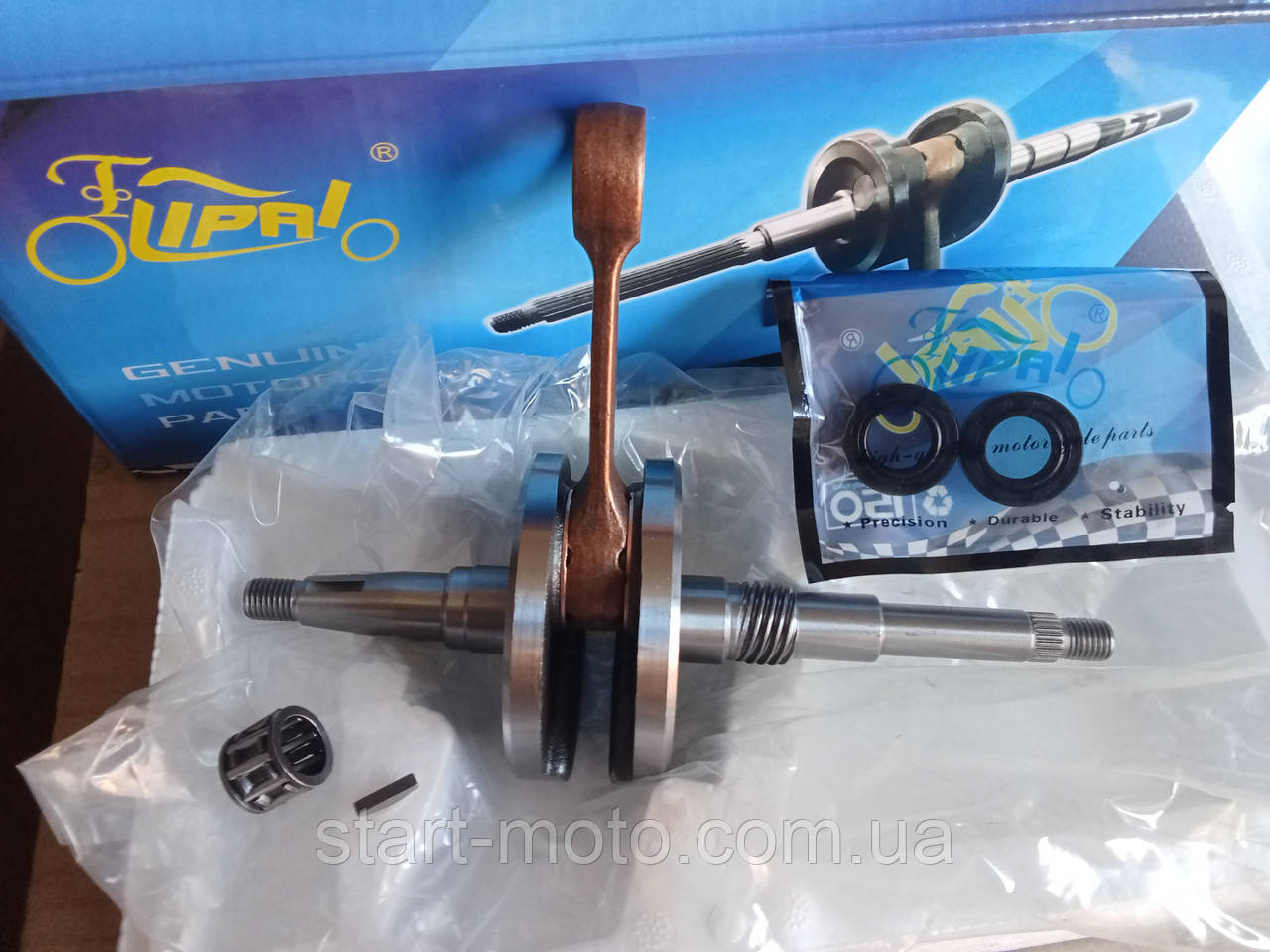 Honda Tact AF24 Коленвал вал 12mm шпонка сальники голчастий (фірма Lipal) Японія, фото 1