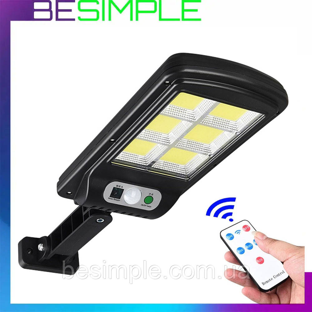 Вуличний ліхтар на сонячній батареї Solar Light BL BK120-6COB / Ліхтар на стовп з пультом ДУ, фото 1