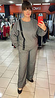 Костюм Polini жіночий твід кофта штани палаццо 50 сірий