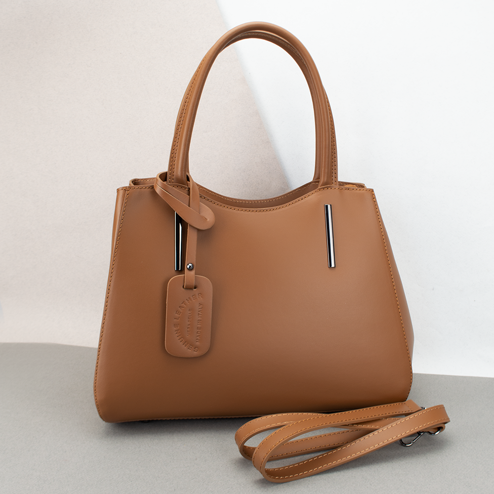 Сумка жіноча офісна Virginia Conti 01565 велика з 2 ручками темно-руда