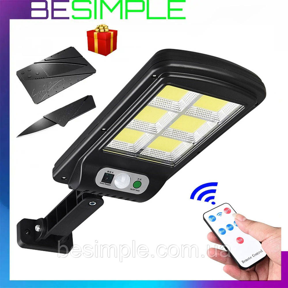 Вуличний ліхтар на сонячній батареї Solar Light BL BK120-6COB + Ніж кредитка, фото 1