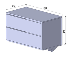 Тумба 2 ящика висувнийЛДСП (світло-сірий) для вбиральні модульної Premio GS -450х800х467