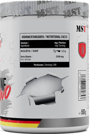 Бета-аланін MST Nutrition Beta -Alanine Raw 500 g /100 servings/ Unflavored, фото 2