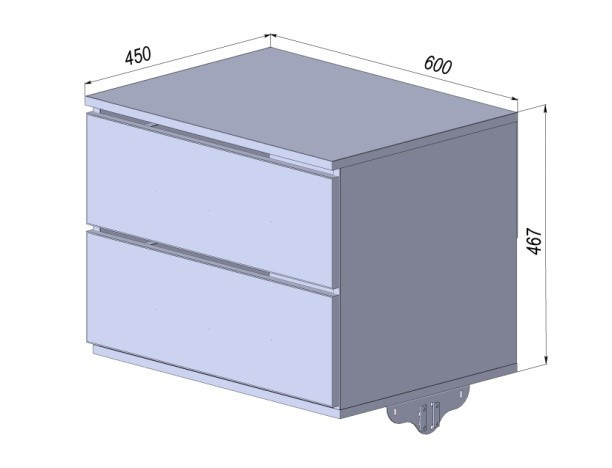 Тумба 2 ящика висувнийЛДСП (світло-сірий) для вбиральні модульної Premio GS -450х600х467, фото 1