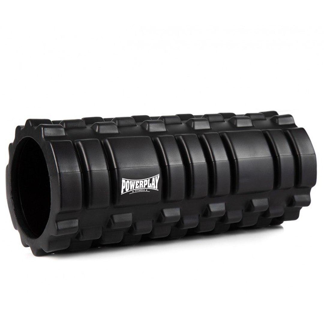 Масажний ролик PowerPlay 4025 чорний для фітнесу йоги глибокий масаж для релаксації м'язів