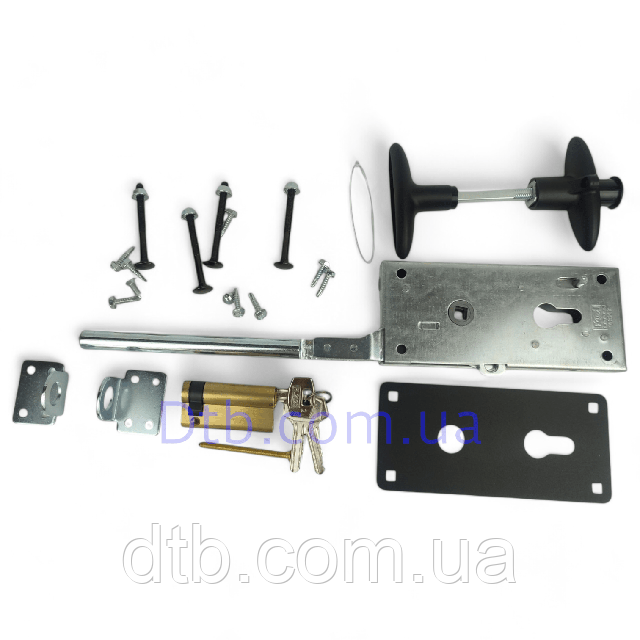 замок для воріт ролет КS-5 комплект ригельний секційних гаражних з циліндровим механізмом