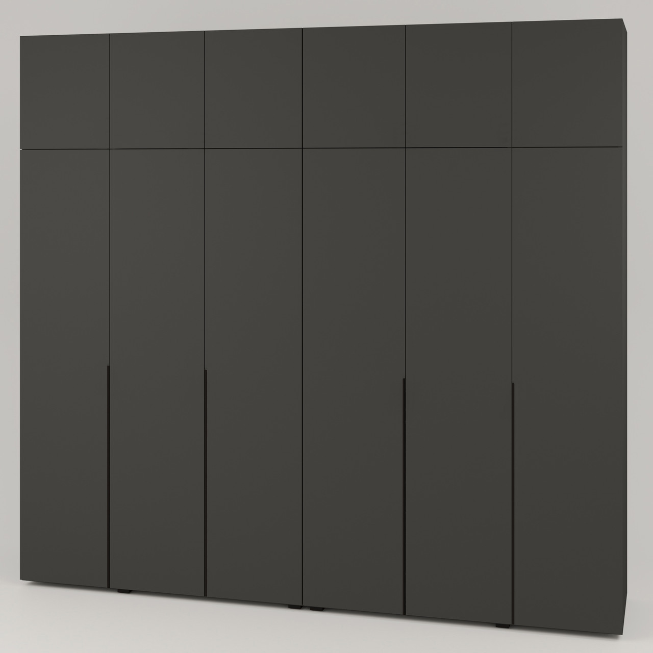 Велика шафа 6д 270см для одягу в спальню з антресоллю під стелю 240см Сан Маріно графіт з довгими ручками, фото 1