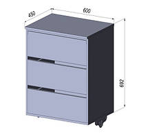 Тумба 3 ящика висувнийЛДСП (світло-сірий) для вбиральні модульної Premio GS -450х600х692