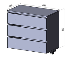 Тумба 3 ящика висувнийЛДСП (світло-сірий) для вбиральні модульної Premio GS -450х800х692