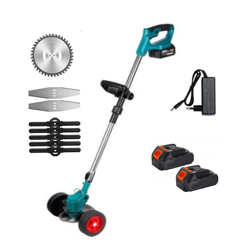 Акумуляторна косарка на колесах/тример/ кущоріз для трави на колесах Mower (2 акумулятори й 8 лез), фото 1