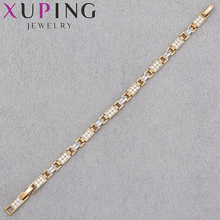 Браслет золотистого цвета Xuping Jewerly 18К с хрустальными стразами застёжка шарнир длина 19 см ширина 5 мм, фото 1