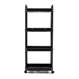Етажерка мобільна на колесах, полиця органайзер чотириярусна пластикова 41х25х101см, чорна, фото 6
