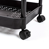 Етажерка мобільна на колесах, полиця органайзер чотириярусна пластикова 41х25х101см, чорна, фото 8